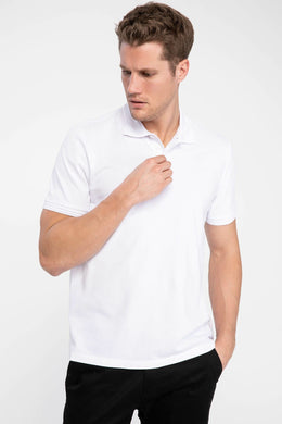 Men White Polo Shirts Short Sleeve Solid Polo Shirts Mens