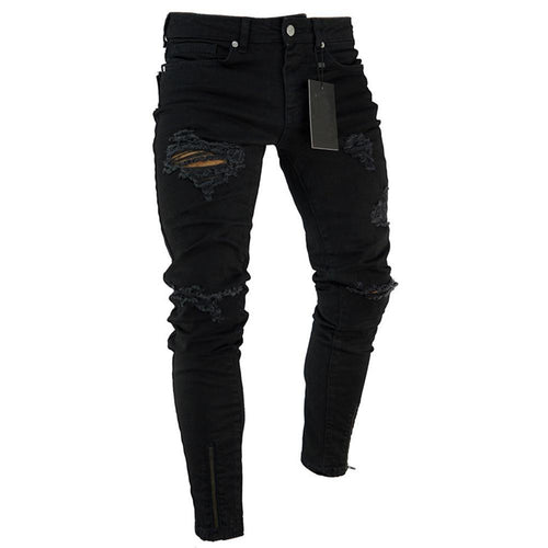 Fashion Men Ripped Skinny Jeans Stretch Destroyed Frayed